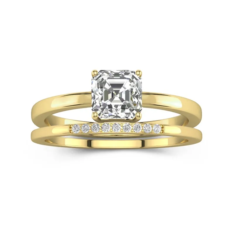 1.00ct Moissanite Wedding Ring Set 18K Gold