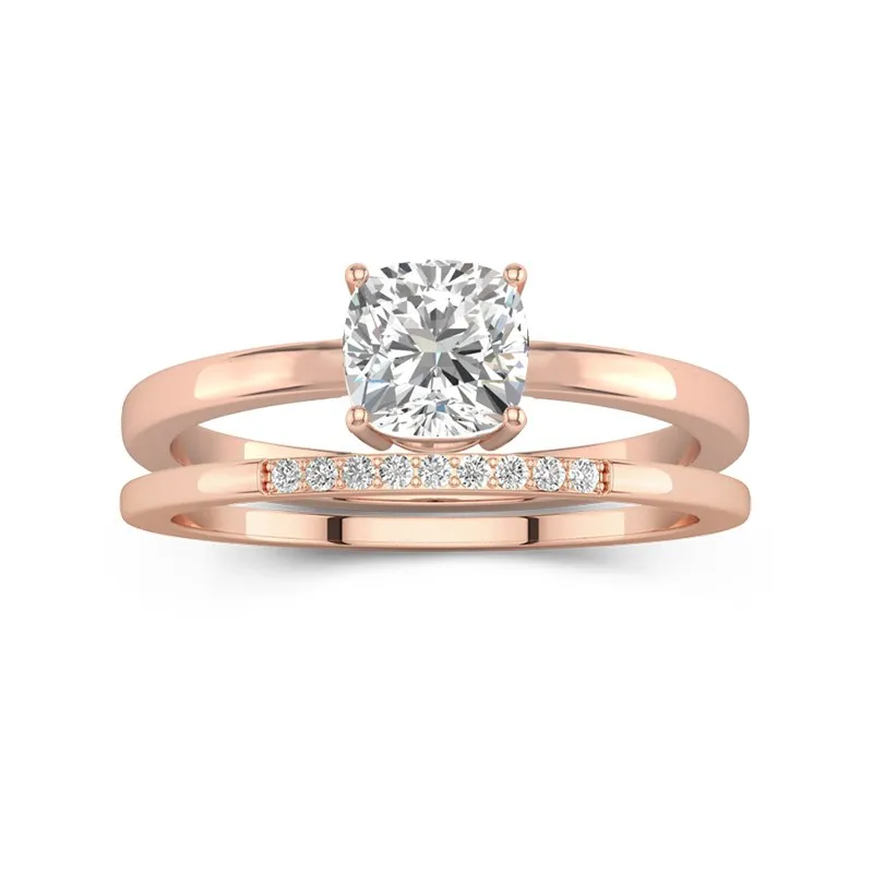 2.00ct Moissanite Wedding Ring Set 14K Rose Gold