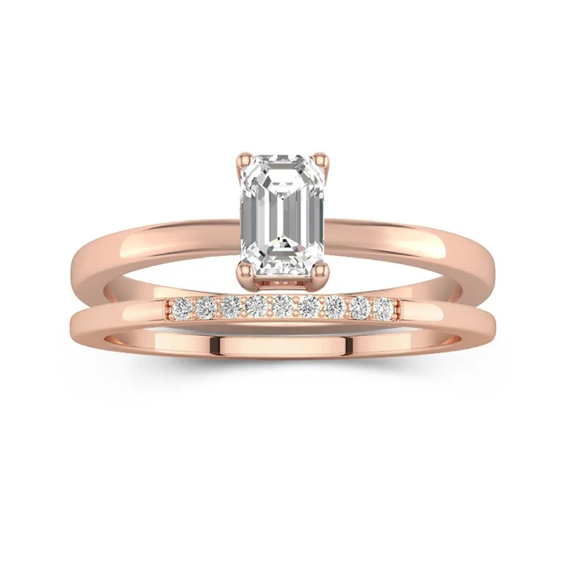 2.00ct Moissanite Wedding Ring Set 18K Rose Gold