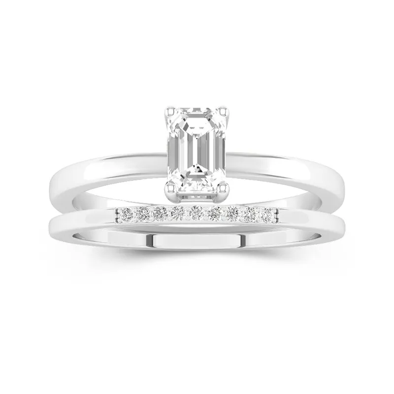 0.80ct Moissanite Wedding Ring Set Platinum