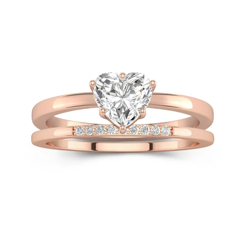 2.00ct Moissanite Wedding Ring Set 18K Rose Gold