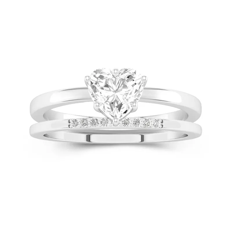 1.00ct Moissanite Wedding Ring Set 18K White Gold