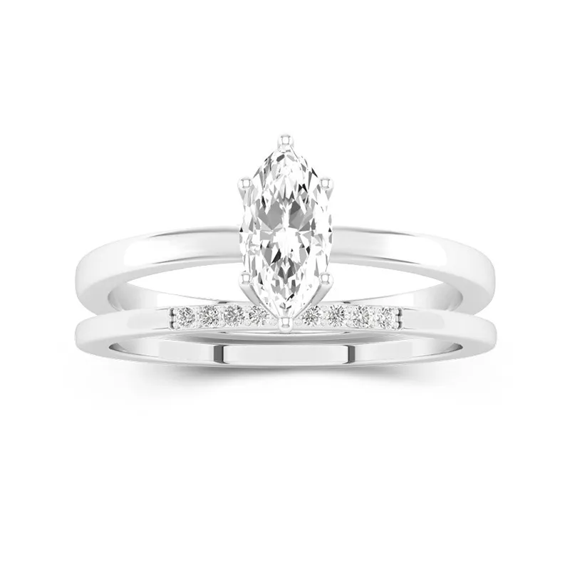 0.80ct Moissanite Wedding Ring Set 14K White Gold