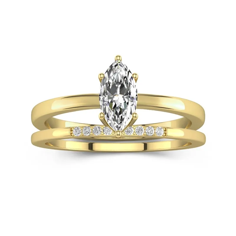 1.00ct Moissanite Wedding Ring Set 18K Gold