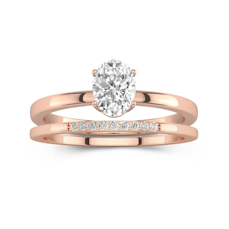 1.50ct Moissanite Wedding Ring Set 18K Rose Gold