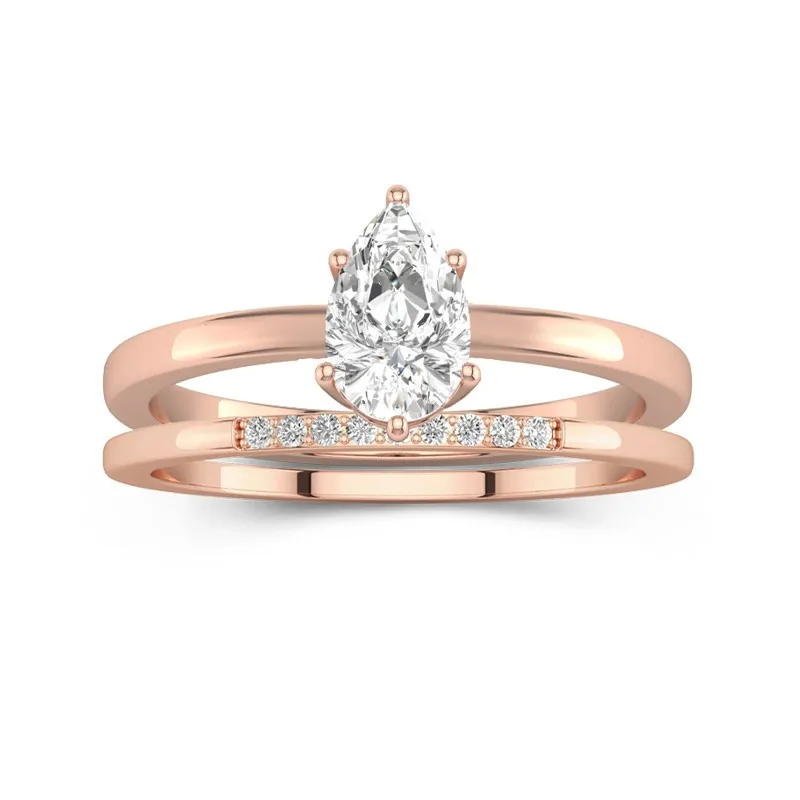 1.50ct Moissanite Wedding Ring Set 18K Rose Gold