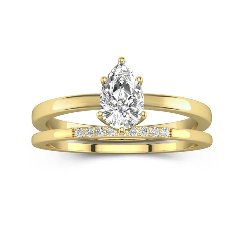 1.00ct Moissanite Wedding Ring Set 18K Gold