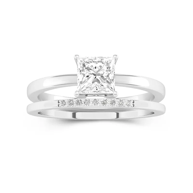 2.00ct Moissanite Wedding Ring Set 18K White Gold