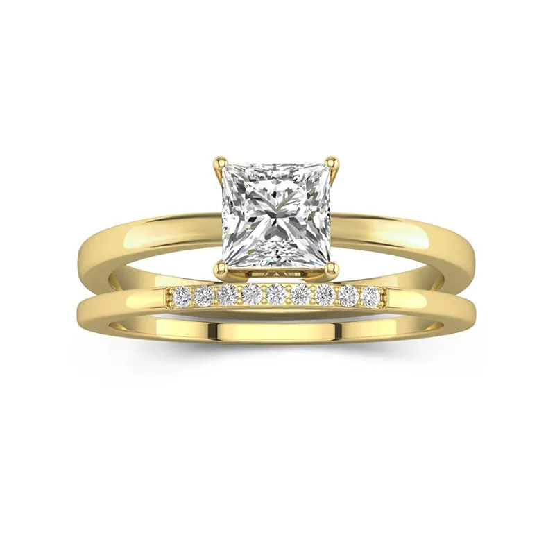 1.00ct Moissanite Wedding Ring Set 18K Gold