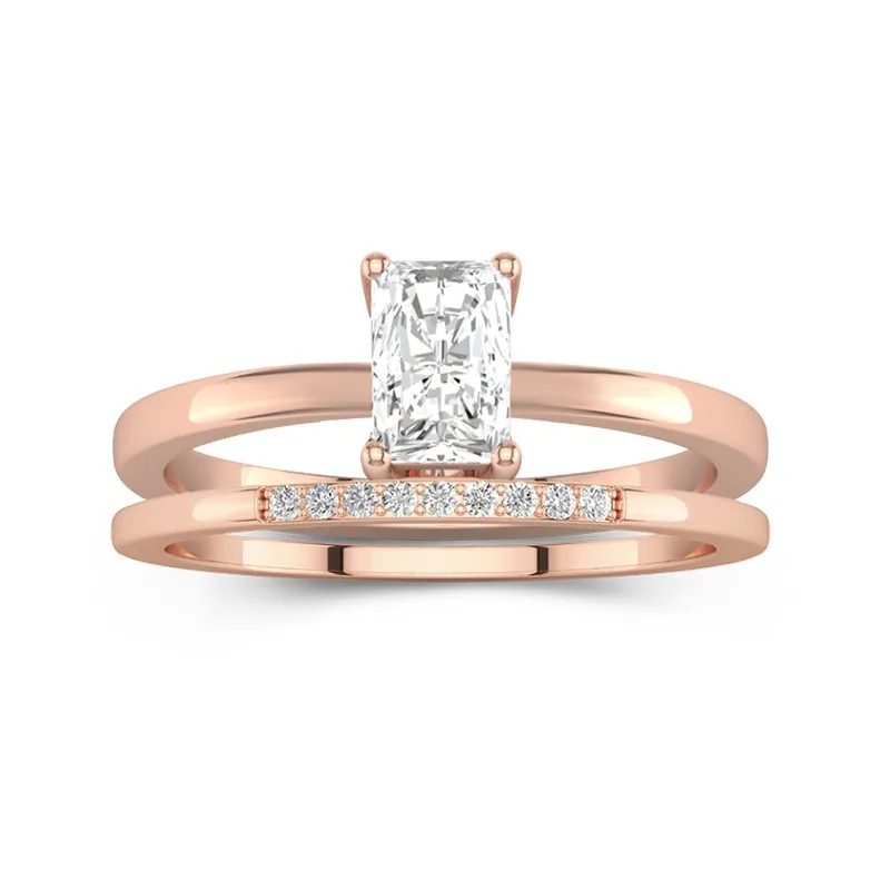 2.00ct Moissanite Wedding Ring Set 18K Rose Gold