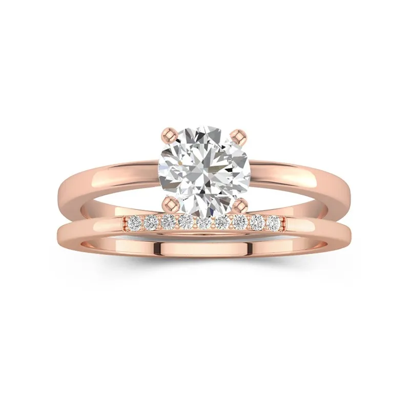 1.50ct Moissanite Wedding Ring Set 18K Rose Gold