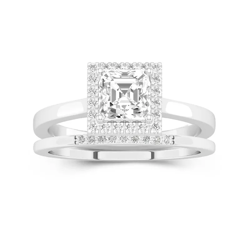 Or blanc 18 carats Moissanite Ensemble d'alliances