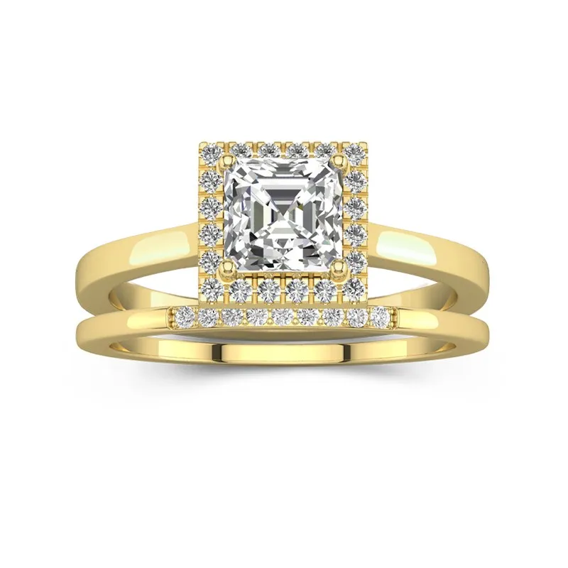 14K Gold Moissanite Wedding Ring Set