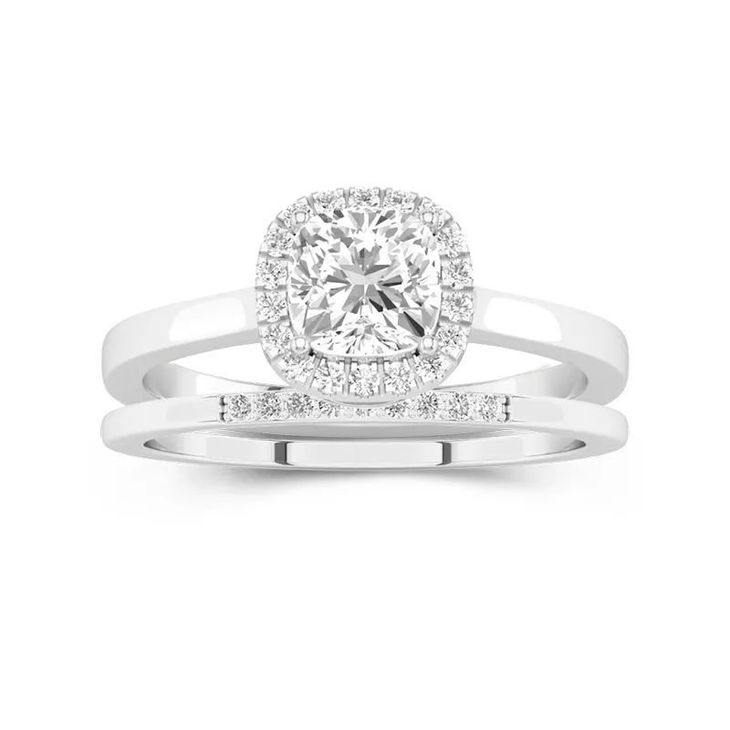 925 Sterling Silver Moissanite Wedding Ring Set