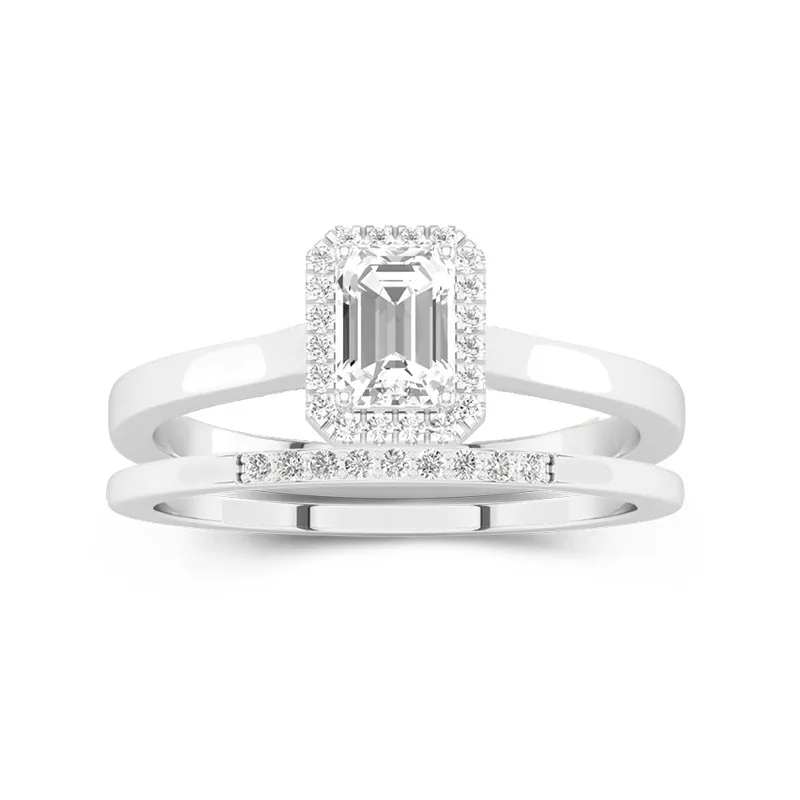 18K White Gold Moissanite Wedding Ring Set