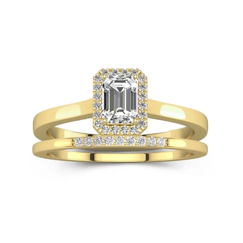 14K Gold Moissanite Wedding Ring Set