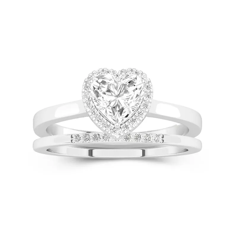 Platinum Moissanite Wedding Ring Set