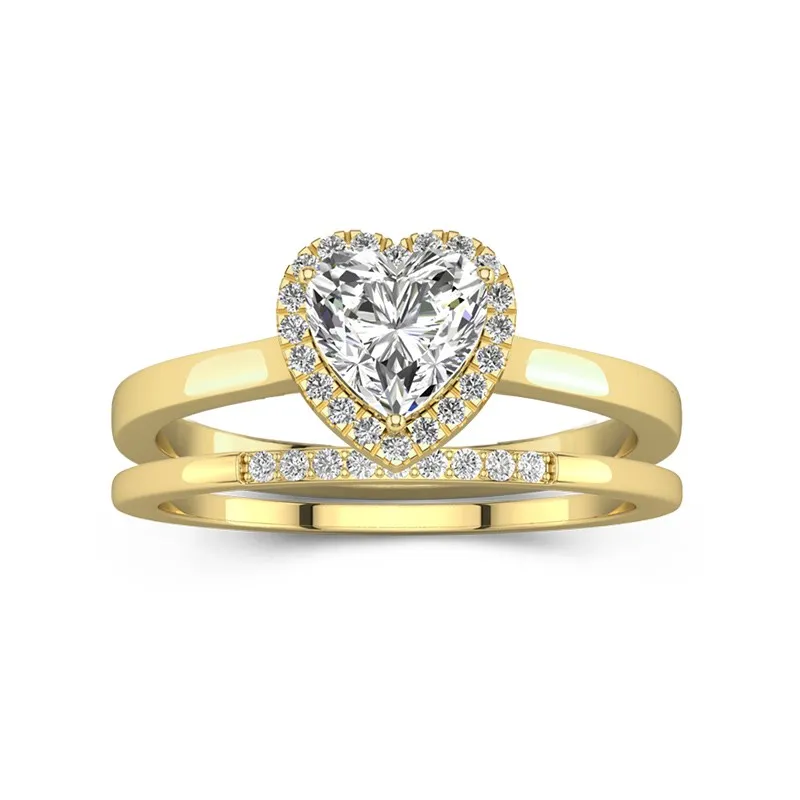 18K Gold Moissanite Wedding Ring Set