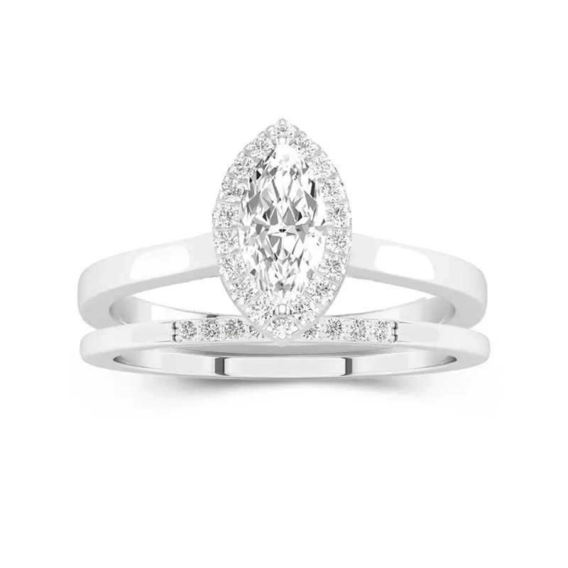 Or blanc 14 carats Moissanite Ensemble d'alliances