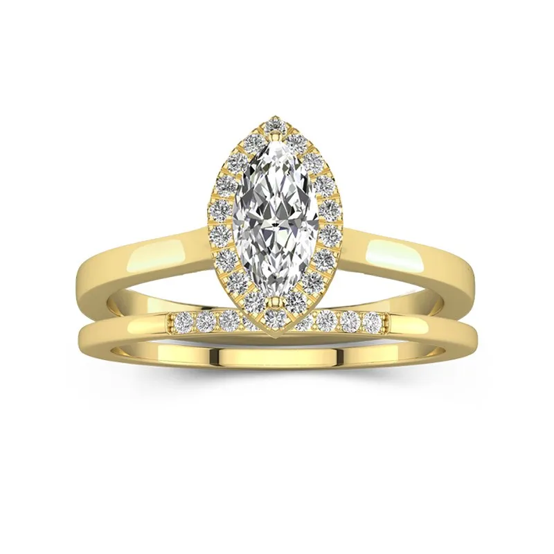 18K Gold Moissanite Wedding Ring Set