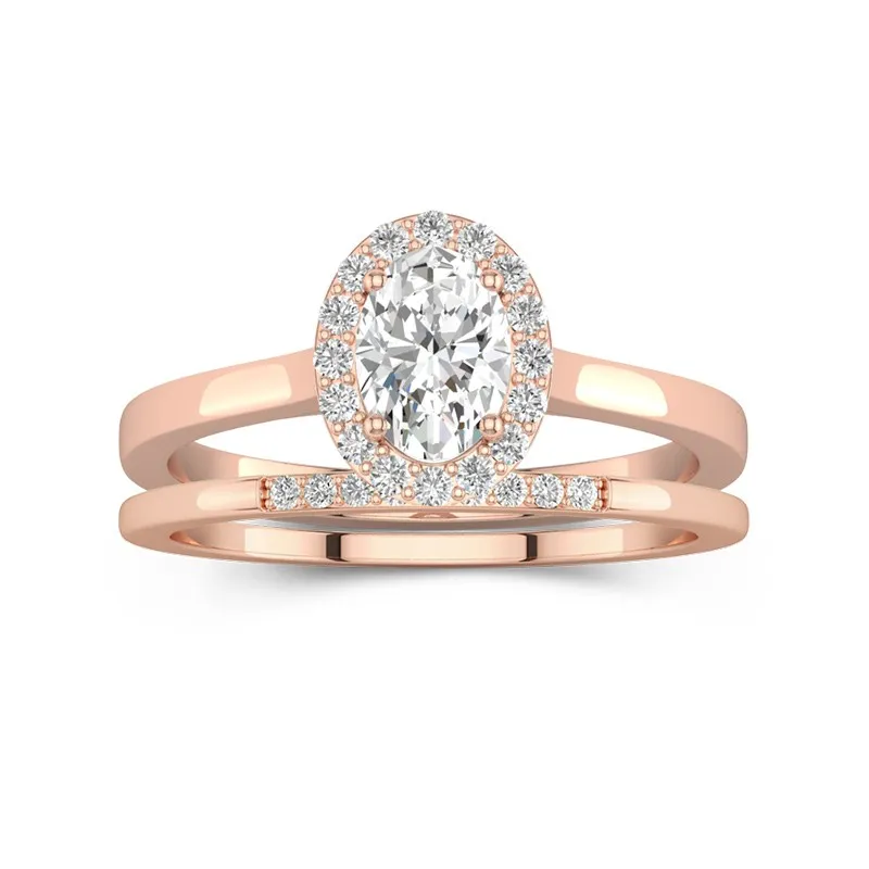 14K Rose Gold Moissanite Wedding Ring Set