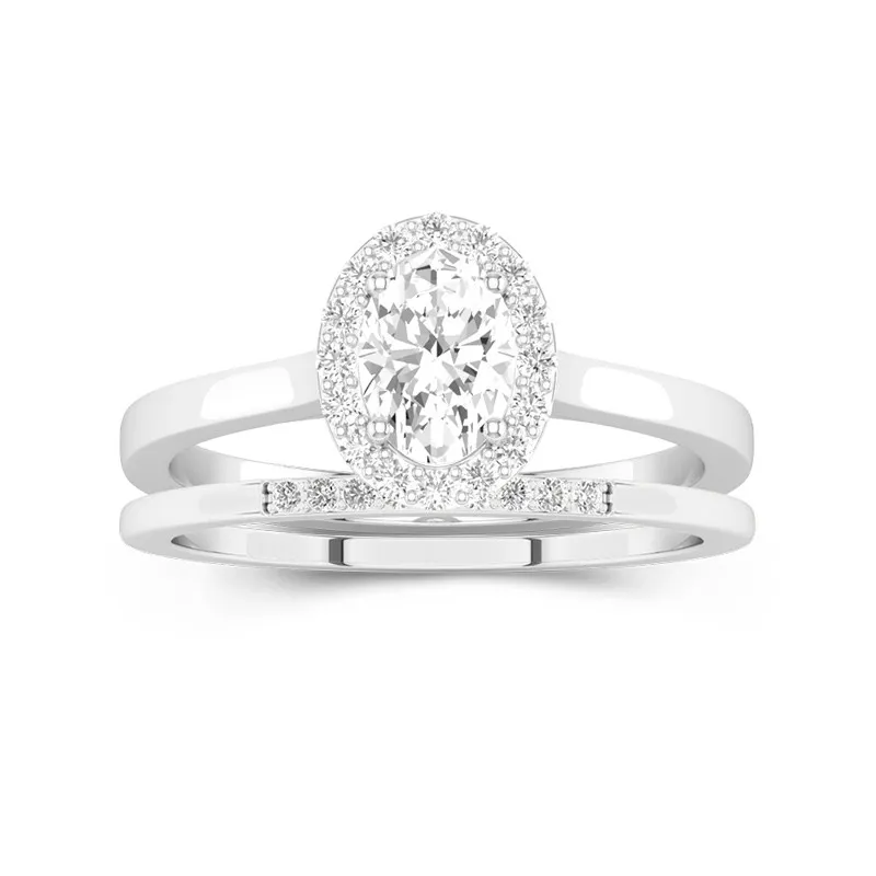 14K White Gold Moissanite Wedding Ring Set