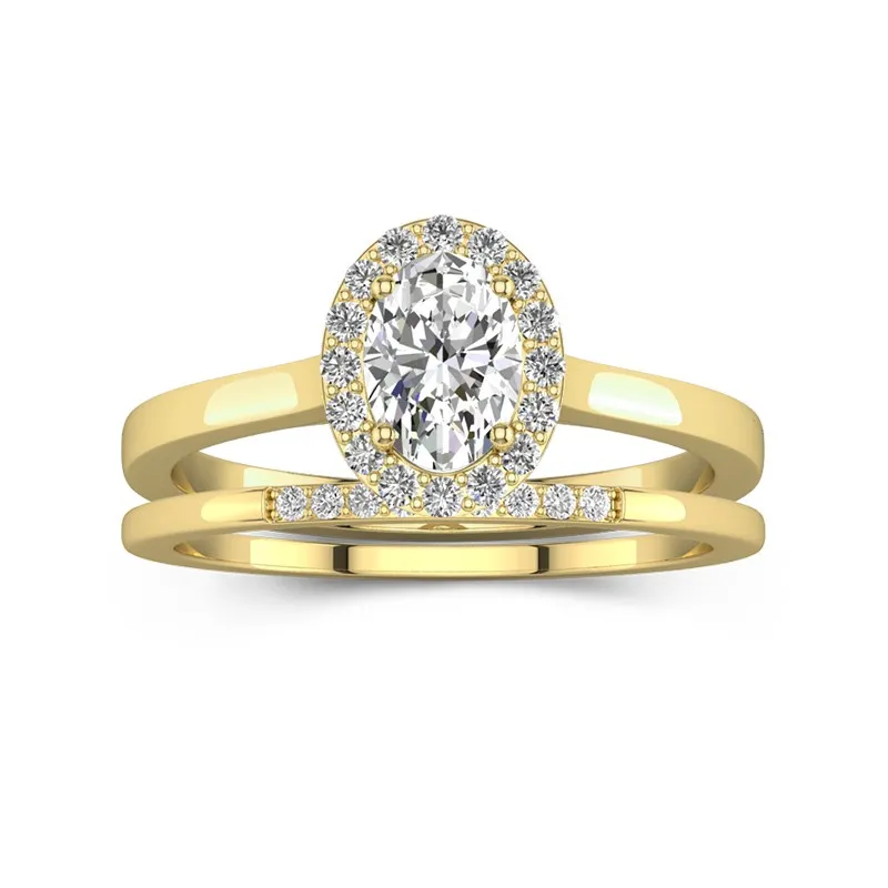 18K Gold Moissanite Wedding Ring Set