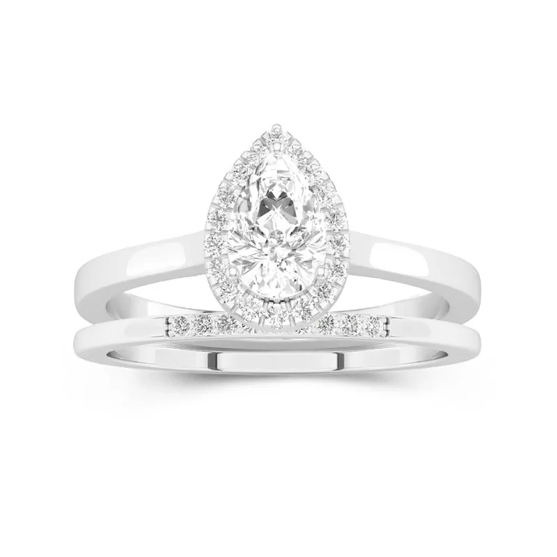 Platinum Moissanite Wedding Ring Set