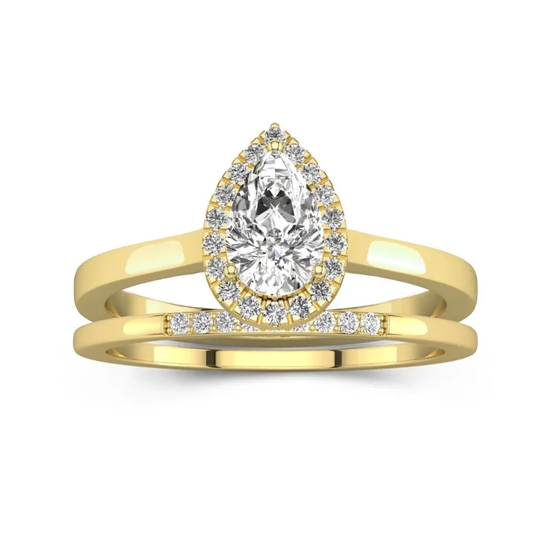 14K Gold Moissanite Wedding Ring Set