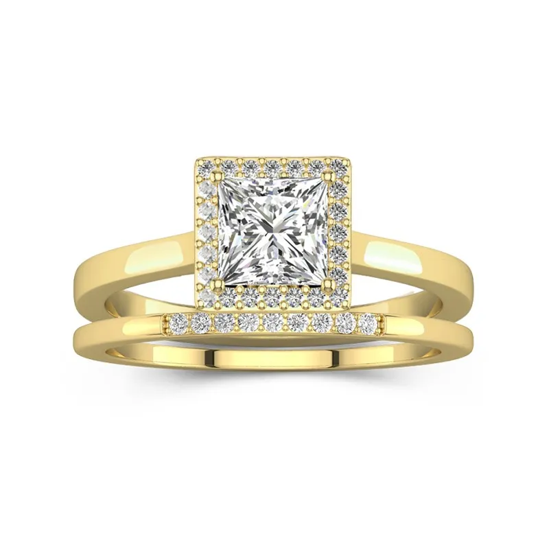 Or 14 carats Moissanite Ensemble d'alliances