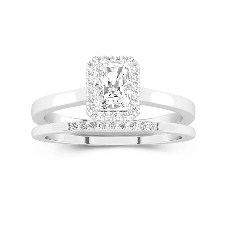 Platinum Moissanite Wedding Ring Set