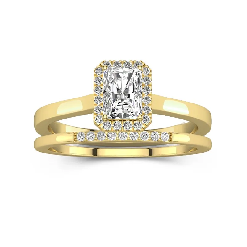 18K Gold Moissanite Wedding Ring Set