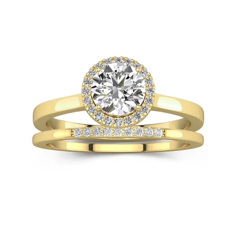 14K Gold Moissanite Wedding Ring Set