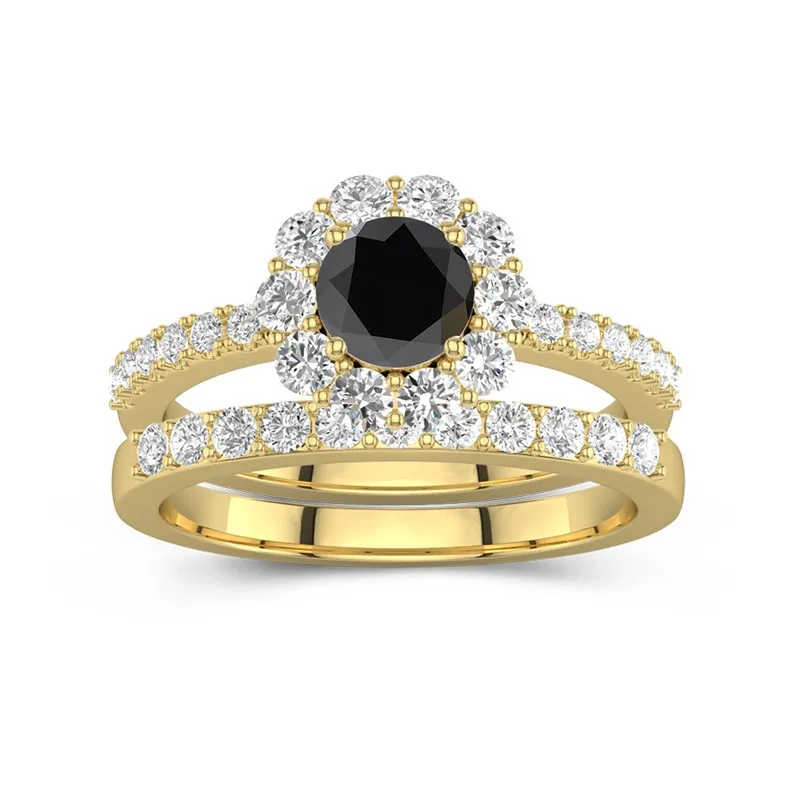 Or jaune 18 carats Plaqué Fleurir Ensemble nuptial