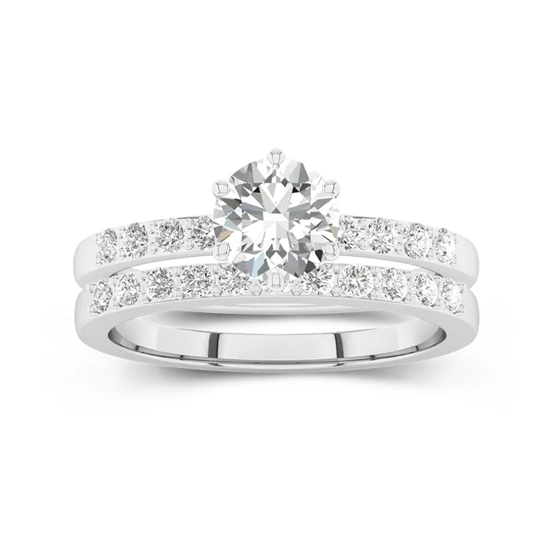 1.00ct Moissanite Wedding Ring Set 14K White Gold