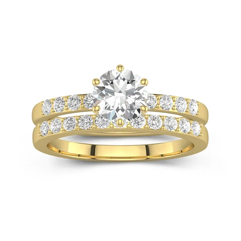 1.00ct Moissanite Wedding Ring Set 18K Gold