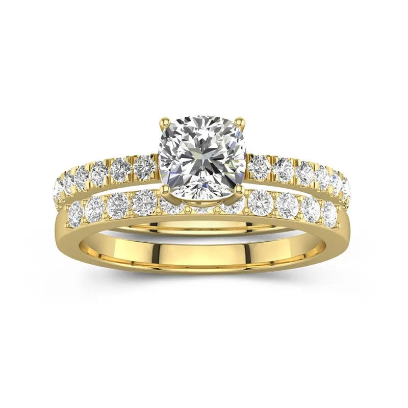 1.00ct Moissanite Wedding Ring Set 18K Gold