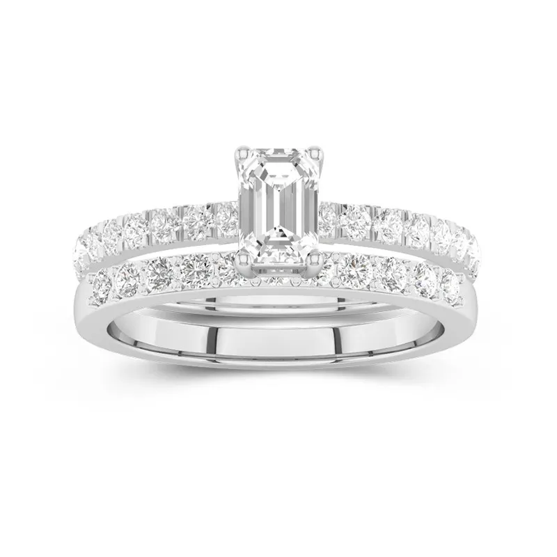 1.00ct Moissanite Wedding Ring Set 925 Sterling Silver