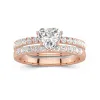 1.00ct Moissanite Wedding Ring Set 14K Rose Gold