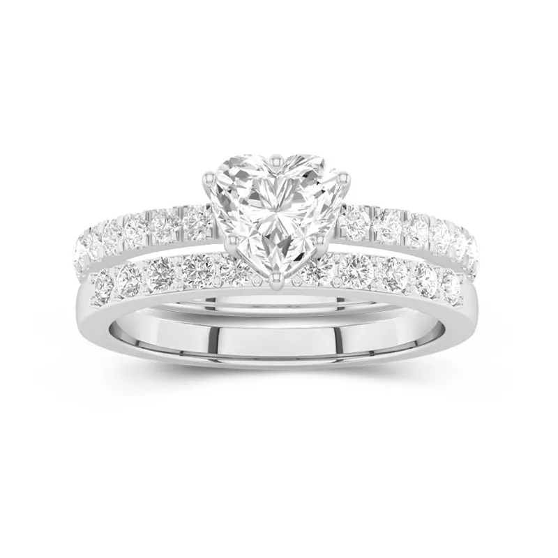 1.00ct Moissanite Wedding Ring Set Platinum