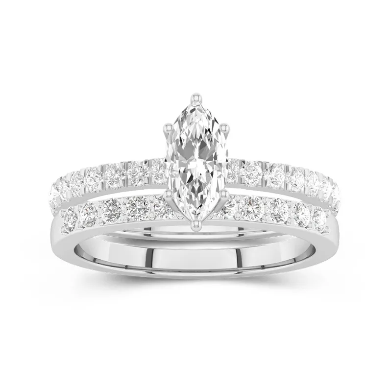 1.00ct Moissanite Wedding Ring Set Platinum