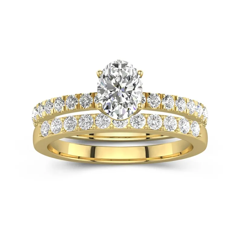 1.00ct Moissanite Wedding Ring Set 14K Gold