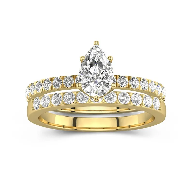 1.00ct Moissanite Wedding Ring Set 14K Gold