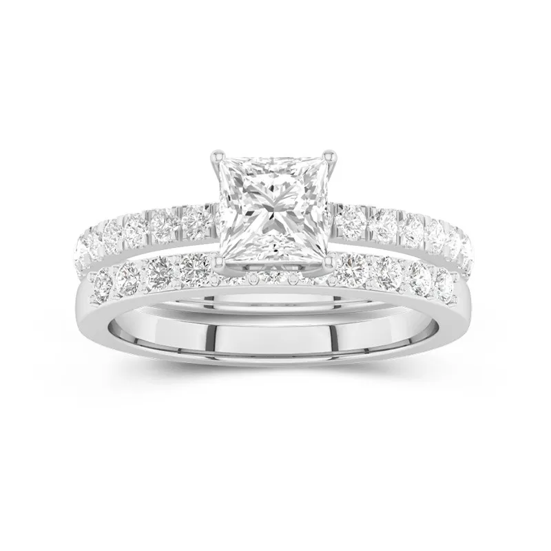 1.00ct Moissanite Wedding Ring Set 925 Sterling Silver