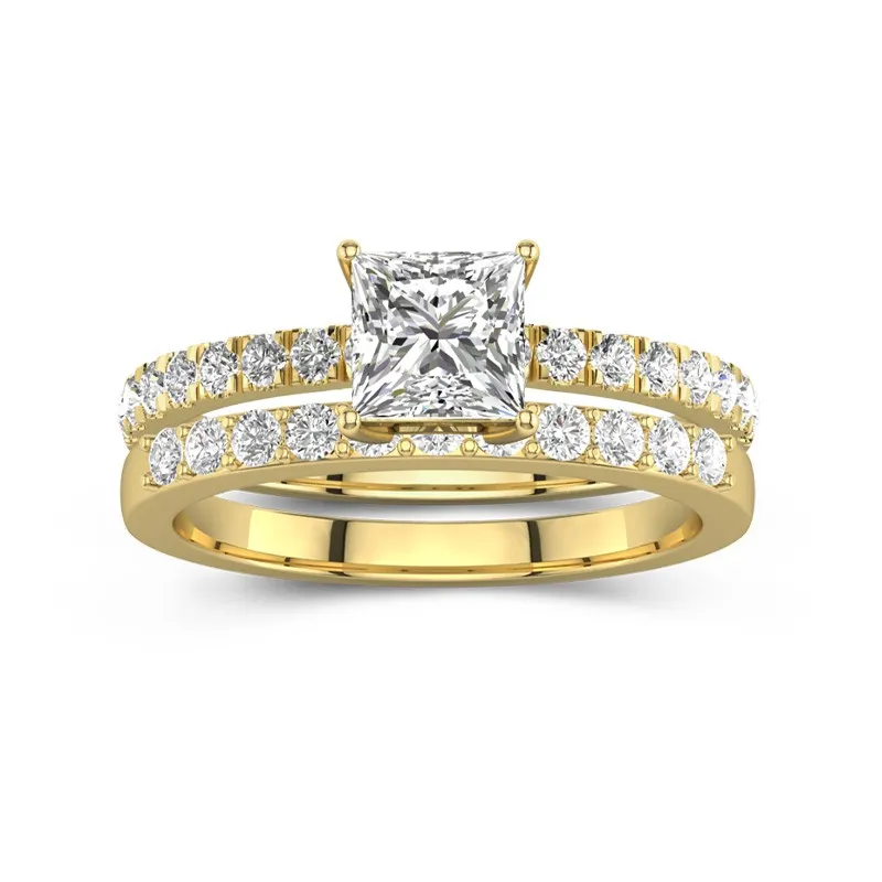 1.00ct Moissanite Wedding Ring Set 18K Gold