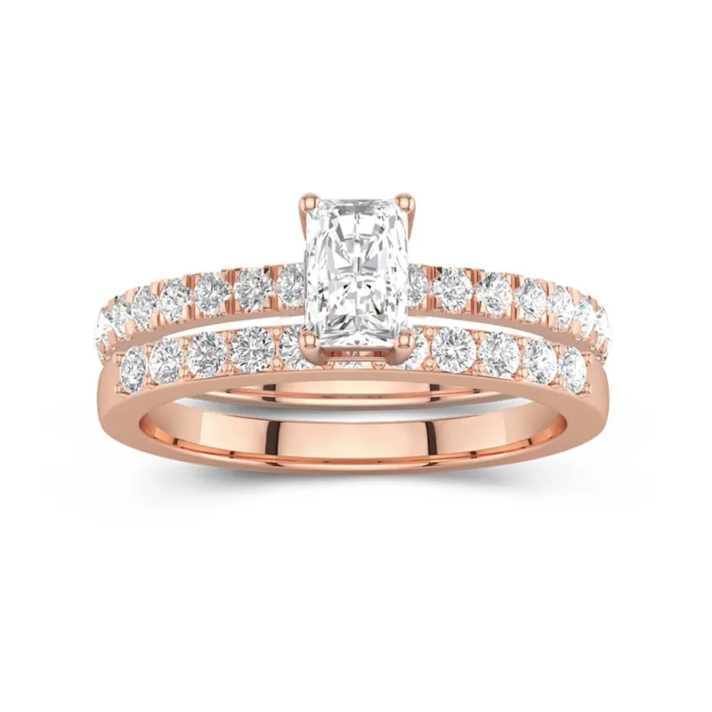 2.00ct Moissanite Wedding Ring Set 14K Rose Gold