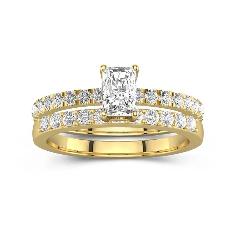 1.00ct Moissanite Wedding Ring Set 18K Gold