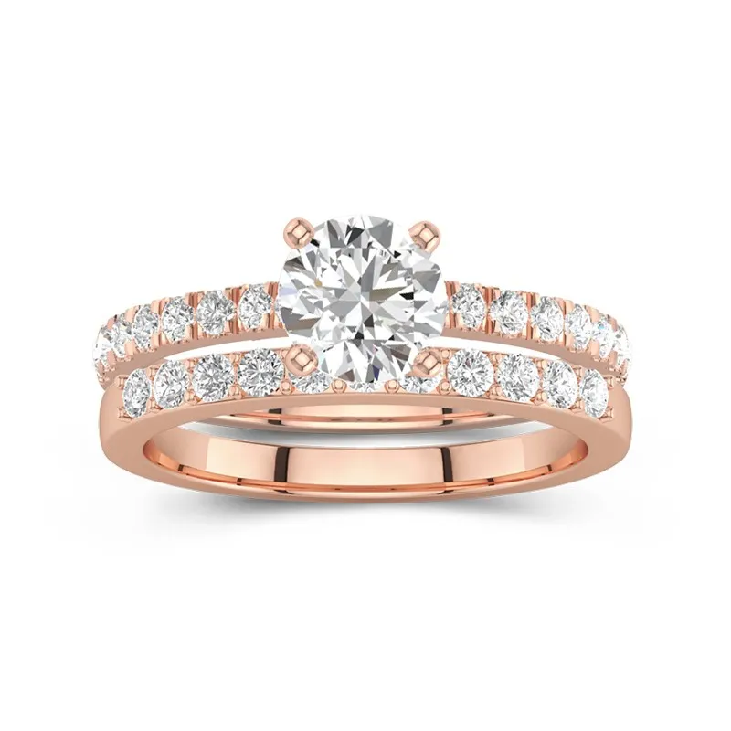 2.00ct Moissanite Wedding Ring Set 14K Rose Gold