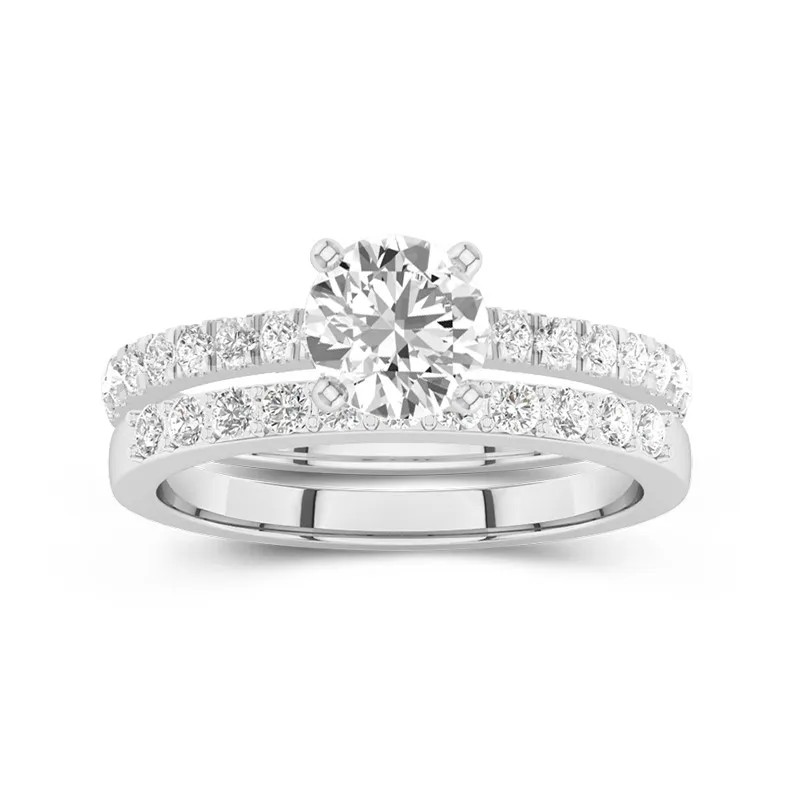 2.00ct Moissanite Wedding Ring Set 14K White Gold