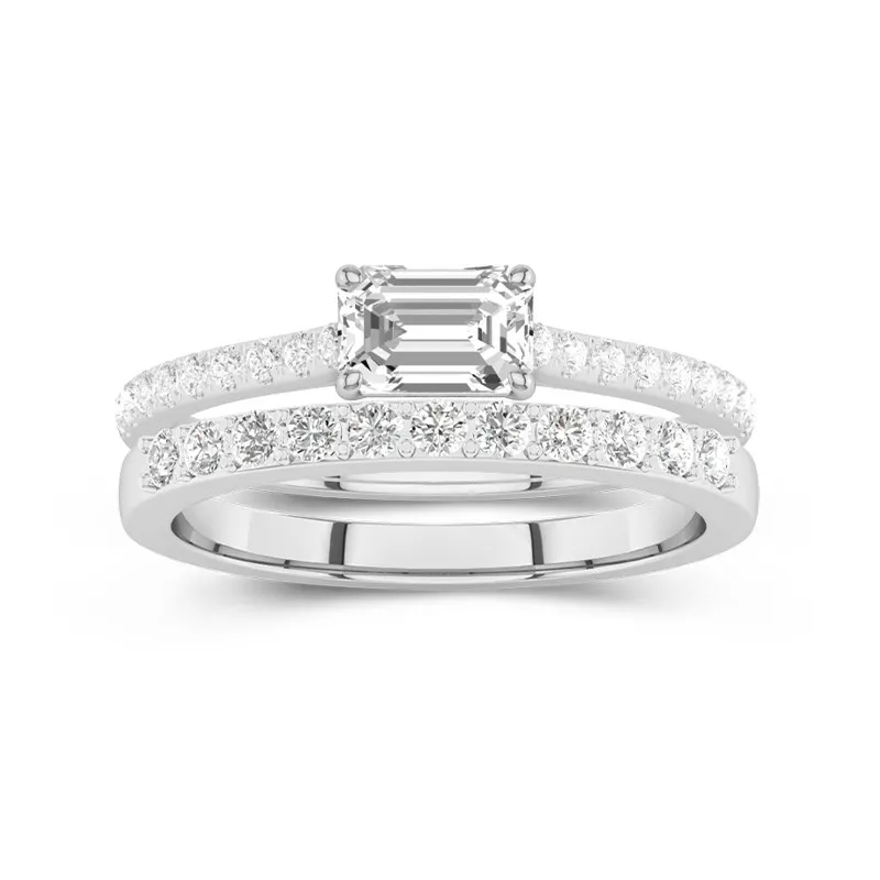 Delicate Women 14K White Gold Bridal Set